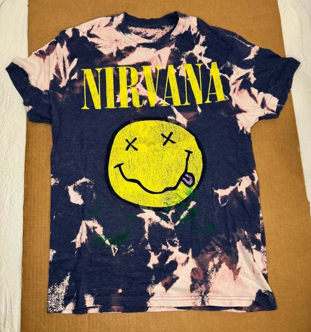 Nirvana Smiley Face Bleach Dyed T-Shirt